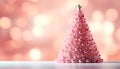 Pink fluffy Christmas tree with gifts