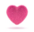 Pink fluffy heart isolated on white