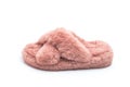 Pink fluffy home women slippers supply isolated onn white background