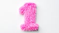Pink fluffy number one on white background representing first position Royalty Free Stock Photo