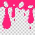 Pink fluid drops down, cream or sauce liquid flow Royalty Free Stock Photo
