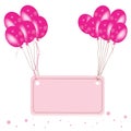 Pink flying balloon place for text with confetti wallpaper