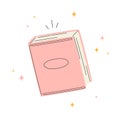 Pink flying book with stars around Royalty Free Stock Photo