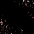 Pink flying musical notes isolated on black Royalty Free Stock Photo