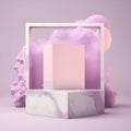 pink fog and amethyst background for cosmetic products, mock up pedestal AI generation