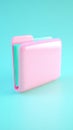 Pink File Folder with Pastel Blue Documents, 3D Rendering for Modern Workspace Royalty Free Stock Photo