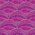 Pink folk style scales seamless pattern