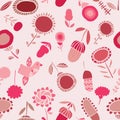 Pink folkloric floral pattern background