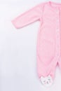 Pink footed baby sleepwear on white background.