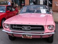 A 1967 pink Ford Mustang at the Shadyside car show