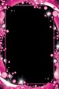 a pink frame with bubbles and sparkles on a black background Royalty Free Stock Photo