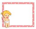 Pink frame with child female