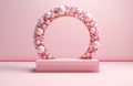 a pink frame with a pink bow with flowers inside Royalty Free Stock Photo