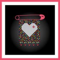 Pink framed print of heart on zulu love letter