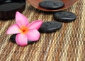 Pink frangipani and therapy stones Royalty Free Stock Photo