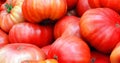 Pink fresh raw tomatoes in farmer market Royalty Free Stock Photo