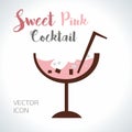 Pink fresh tasty drink, vector illustration