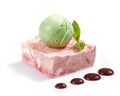 Pink fruit cream with green icecream Royalty Free Stock Photo