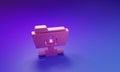 Pink FTP folder upload icon isolated on purple-blue background. Software update, transfer protocol, router, teamwork Royalty Free Stock Photo