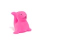 Pink fur seal - rubber bathing toy isolated on white background