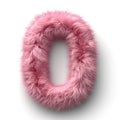 A pink furry letter o on a white background