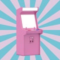 Pink Gaming Arcade Machine with Blank Screen for Your Design. 3d Rendering