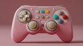 Pink gaming controller with a retro design, featuring two analog sticks, a directional pad Royalty Free Stock Photo
