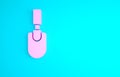 Pink Garden trowel spade or shovel icon isolated on blue background. Gardening tool. Tool for horticulture, agriculture Royalty Free Stock Photo