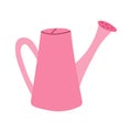 Pink garden watering can on a white background. Vector simple illustration in flat style, icon Royalty Free Stock Photo