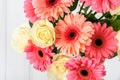 Pink Gerbera Flowers And White Roses Bouquet Royalty Free Stock Photo