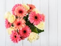 Pink Gerbera Flowers And White Roses Bouquet Royalty Free Stock Photo