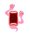 pink ghost. Scary spook. Horrible ghost frightening screams. Phasing monster with an open mouth. Wild howl. Royalty Free Stock Photo