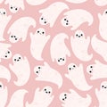 Pink ghost seamless pattern. Cute style background. Royalty Free Stock Photo