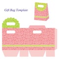 Pink gift bag template with floral pattern