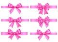 Pink gift bows set for Christmas, Valentine`s day decoration