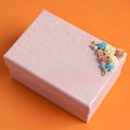 Pink Gift Box with Floral Decoration Royalty Free Stock Photo