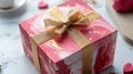 Pink Gift Box with Gold Bow and Marble Pattern Royalty Free Stock Photo