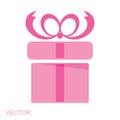 Pink gift box icon