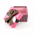 Pink gift box opened on white Royalty Free Stock Photo