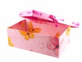 Pink gift box and ribbon isolated on white Royalty Free Stock Photo