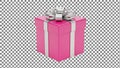 Pink gift box with silver ribbon and bow Royalty Free Stock Photo