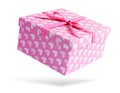 Pink gift box, on white background. File contains a path to isolation.