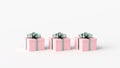Pink gift boxes with green blue ribbon Royalty Free Stock Photo