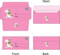 Pink gift envelope mockup, with pony and rainbow