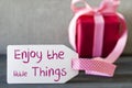 Pink Gift, Label, Quote Enjoy The Little Things