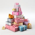 Colorful Gifts On Grey Background: Realistic And Hyper-detailed 3d Shopping Royalty Free Stock Photo