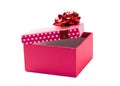 Pink gift with red ribbon