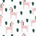 Pink Giraffes seamless pattern