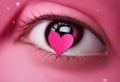 Pink Girl Festive heart Paper photo symbols pink Love Makeup Eye Conceptual background