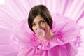 The pink girl with gerbera Royalty Free Stock Photo